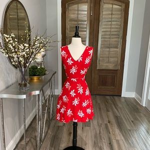 BB DAKOTA Red Floral Print Fit and Flare Dress Size 4